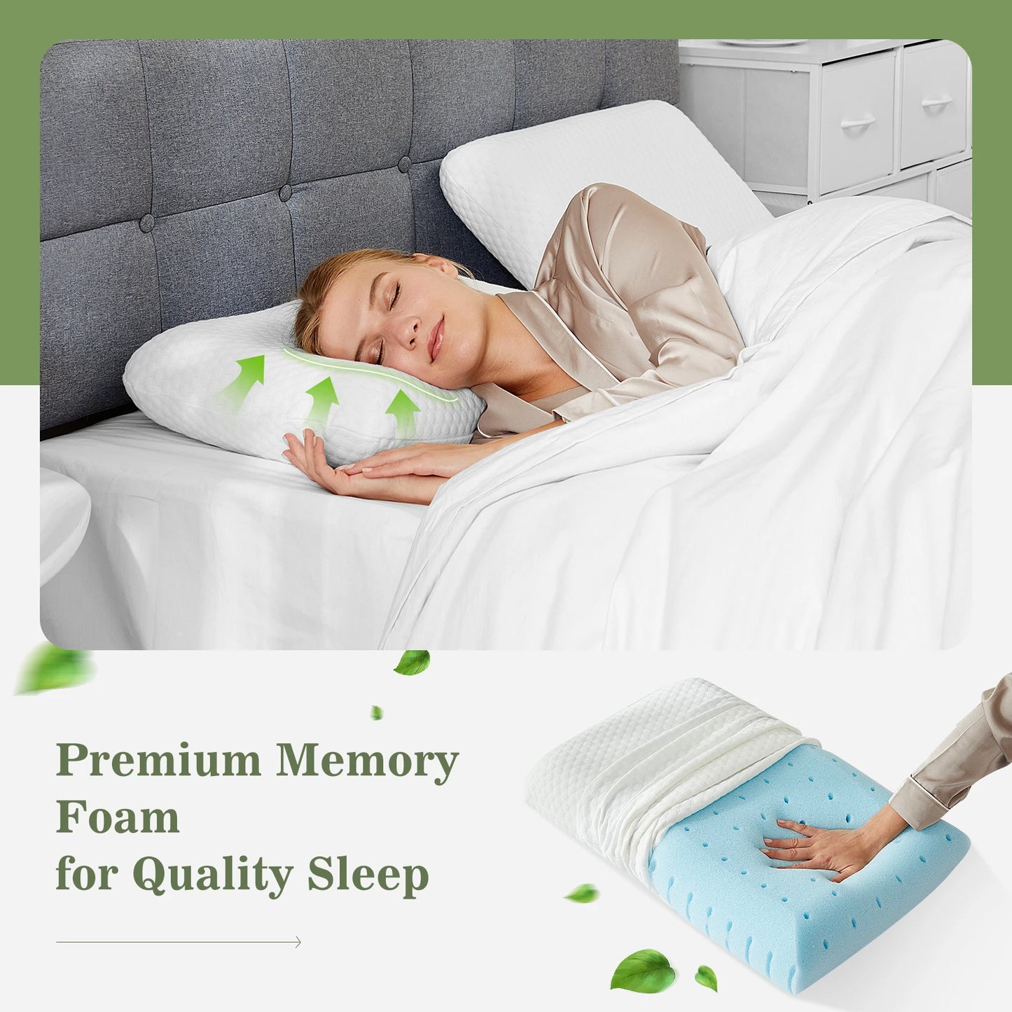Jhk 2 Pieces Memory Foam Cooling Bed Pillows