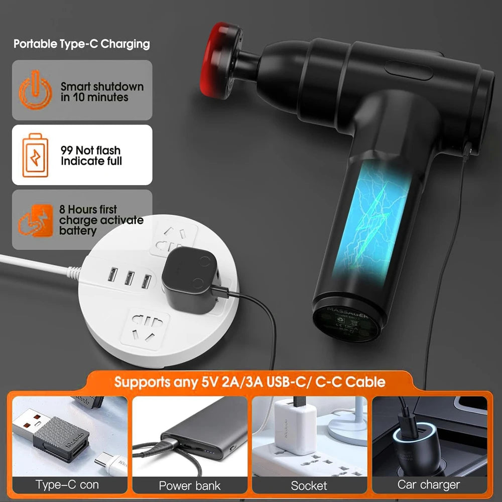 LINGTENG Heated Percussion Massage Gun for Deep Tissue Muscle Relief