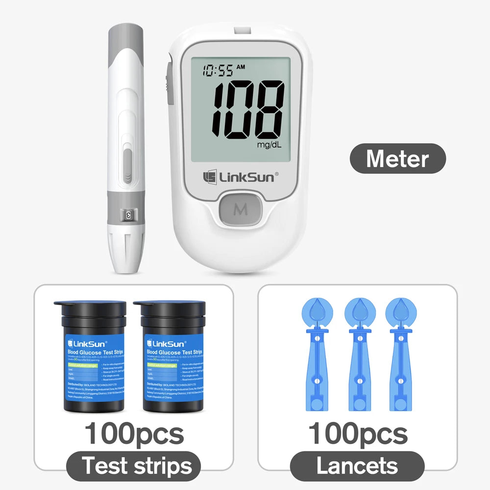 Linksun Blood Glucose Monitor With Test Strips And Lancing Device
