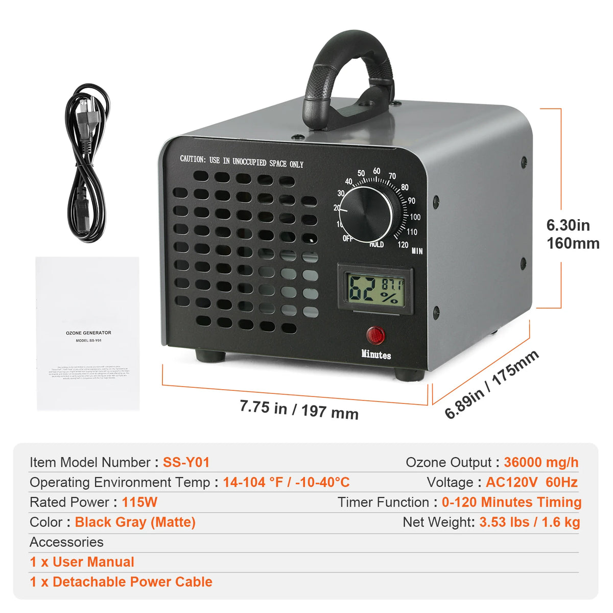 SucceBuy Portable Ozone Generator Air Purifier Odor Eliminator