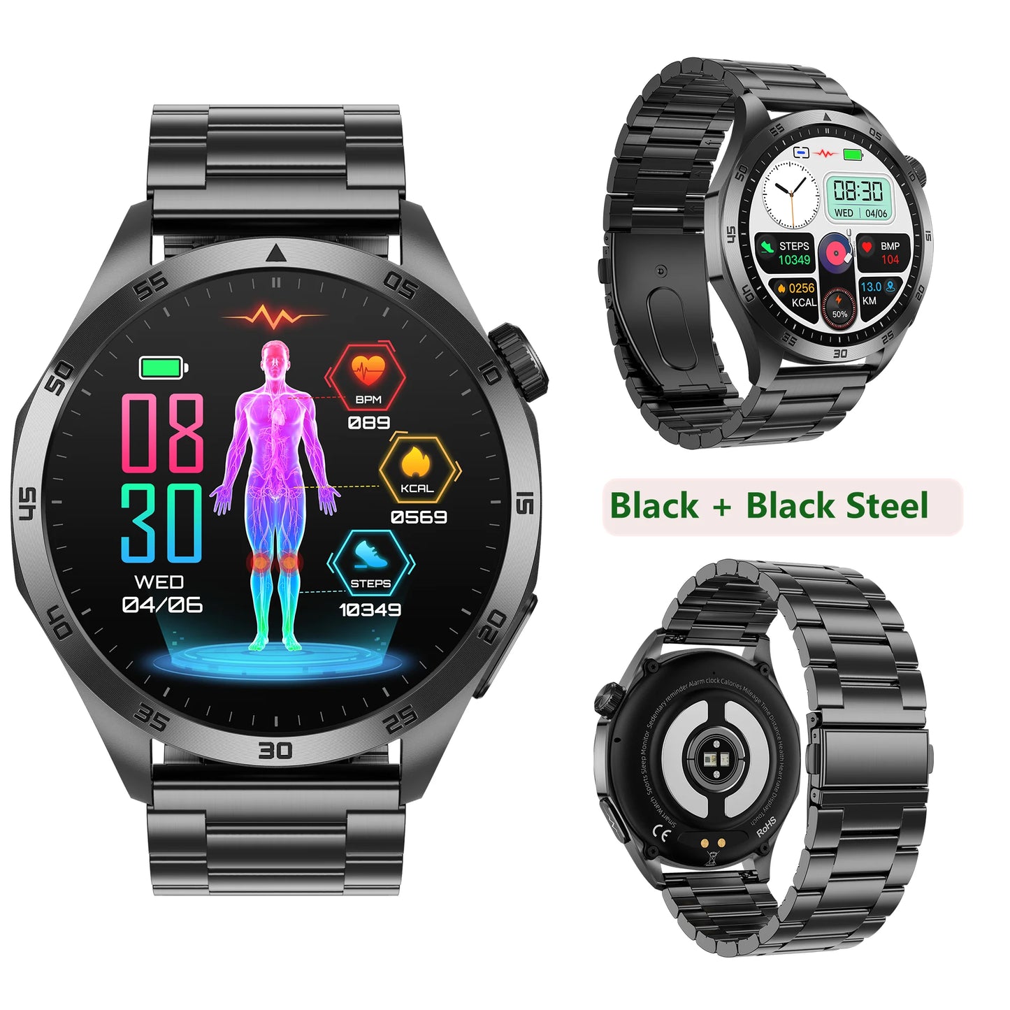 Ecg+ppg Health Smart Watch Men Blood Oxygen Uric Acid