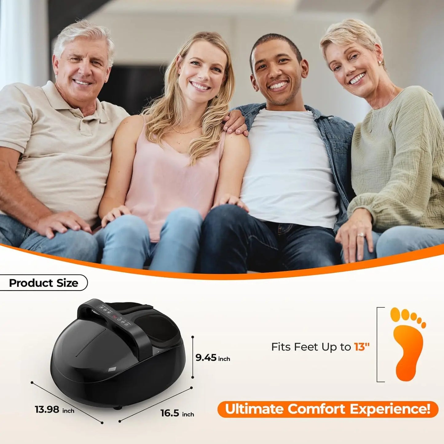HTM Shiatsu Foot Massager With Deep Kneading Air Pressure Heat