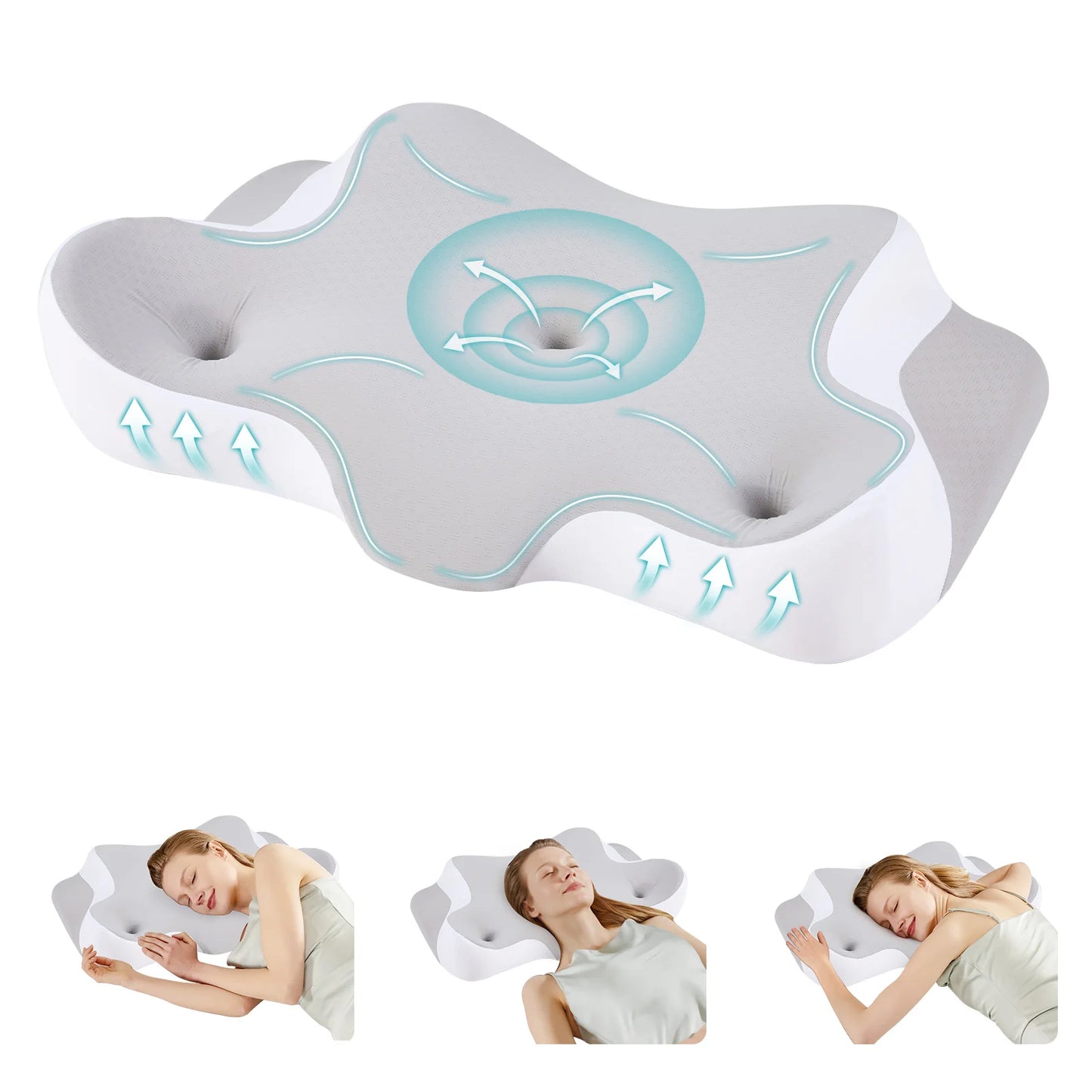 JHK Ergonomic Cervical Memory Foam Neck Pillow With Cooling Cover