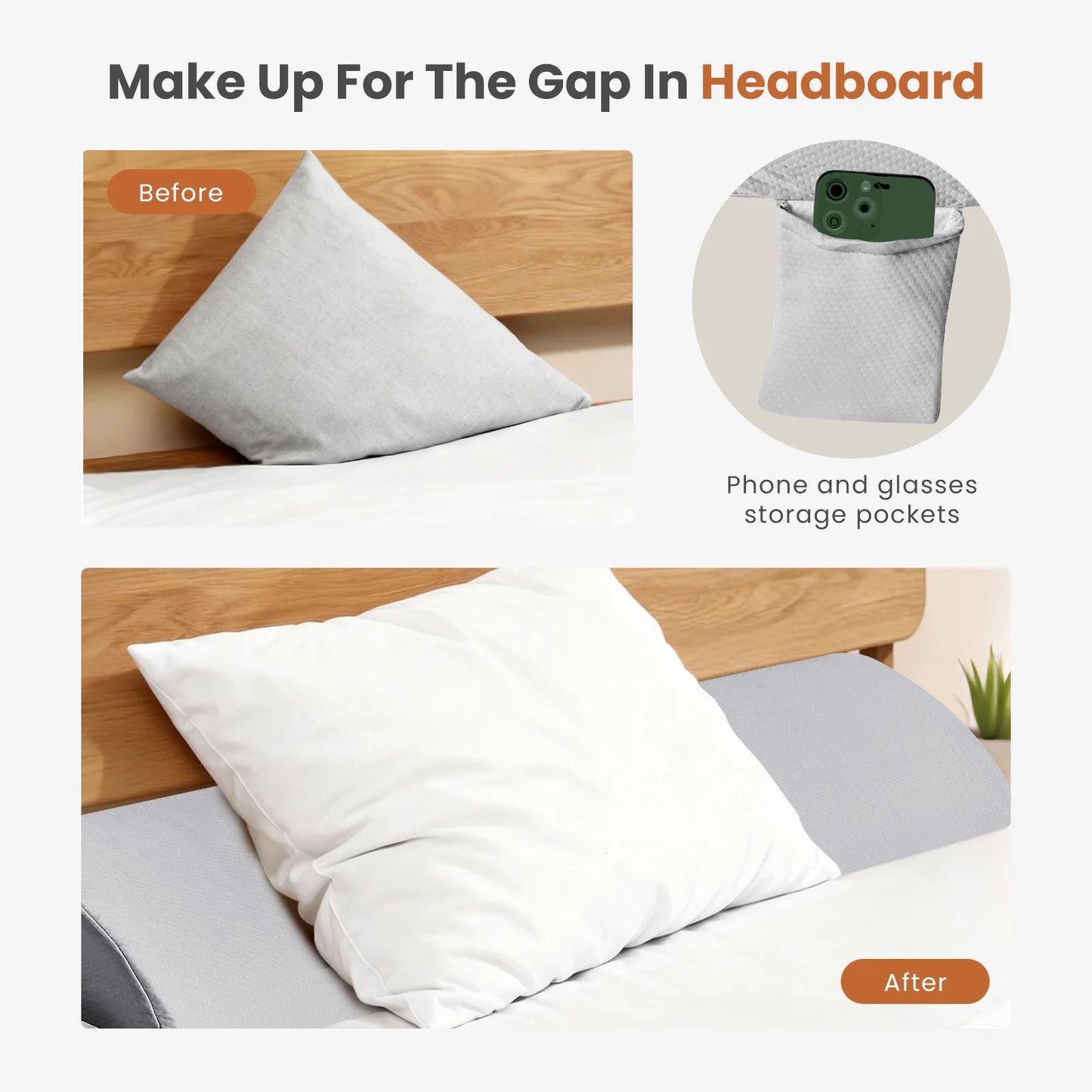 JHK Memory Foam Headboard Wedge Pillow With Removable Cover
