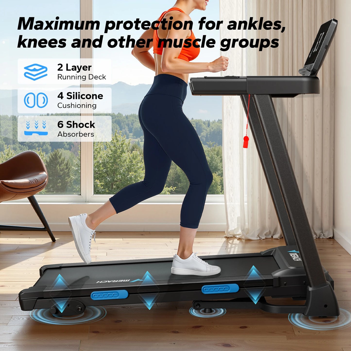 Merach Foldable Incline Electric Treadmill For Home Gym Fitness Exercise
