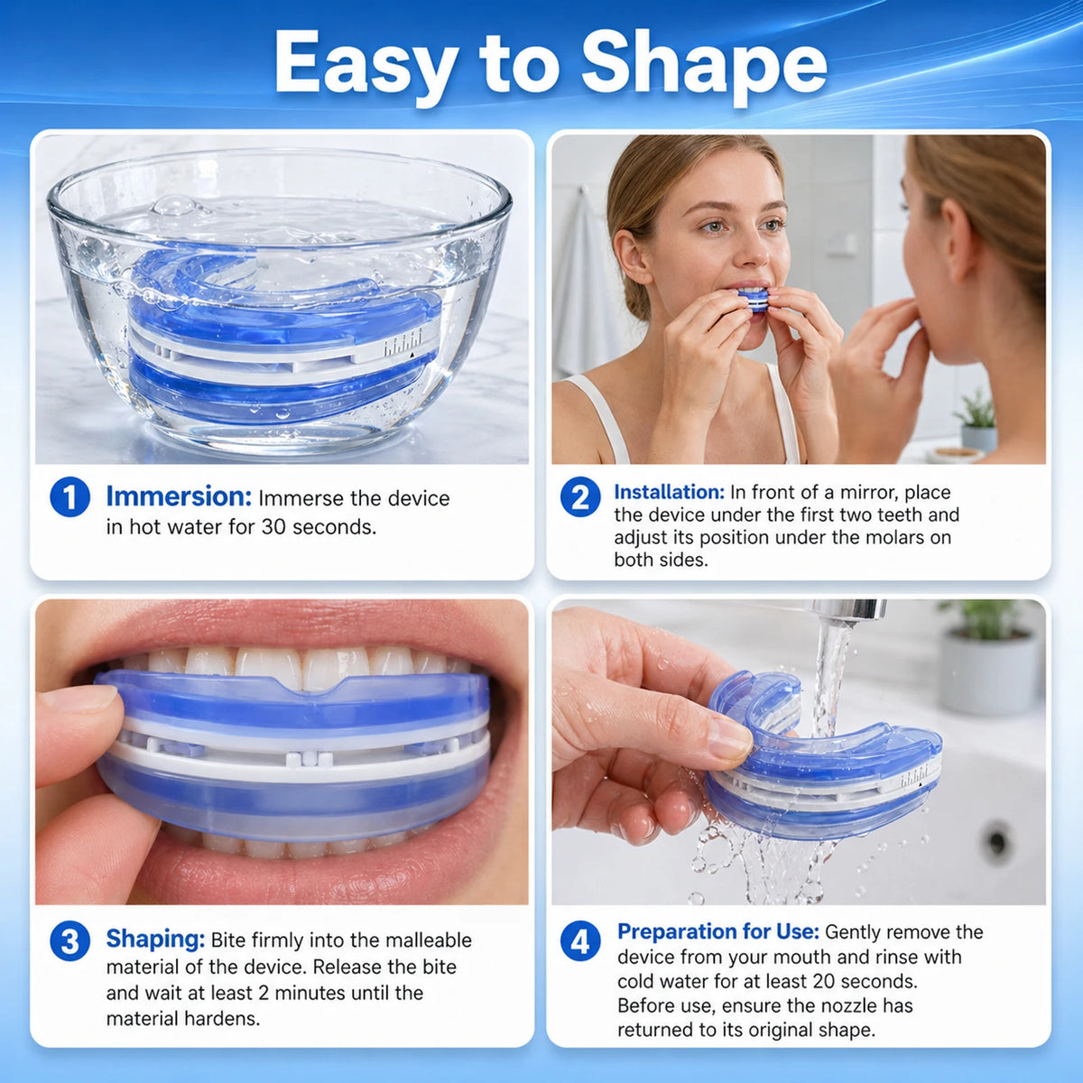 Adjustable Anti Snoring Mouthpiece, Boil And Bite Sleep Aid Device