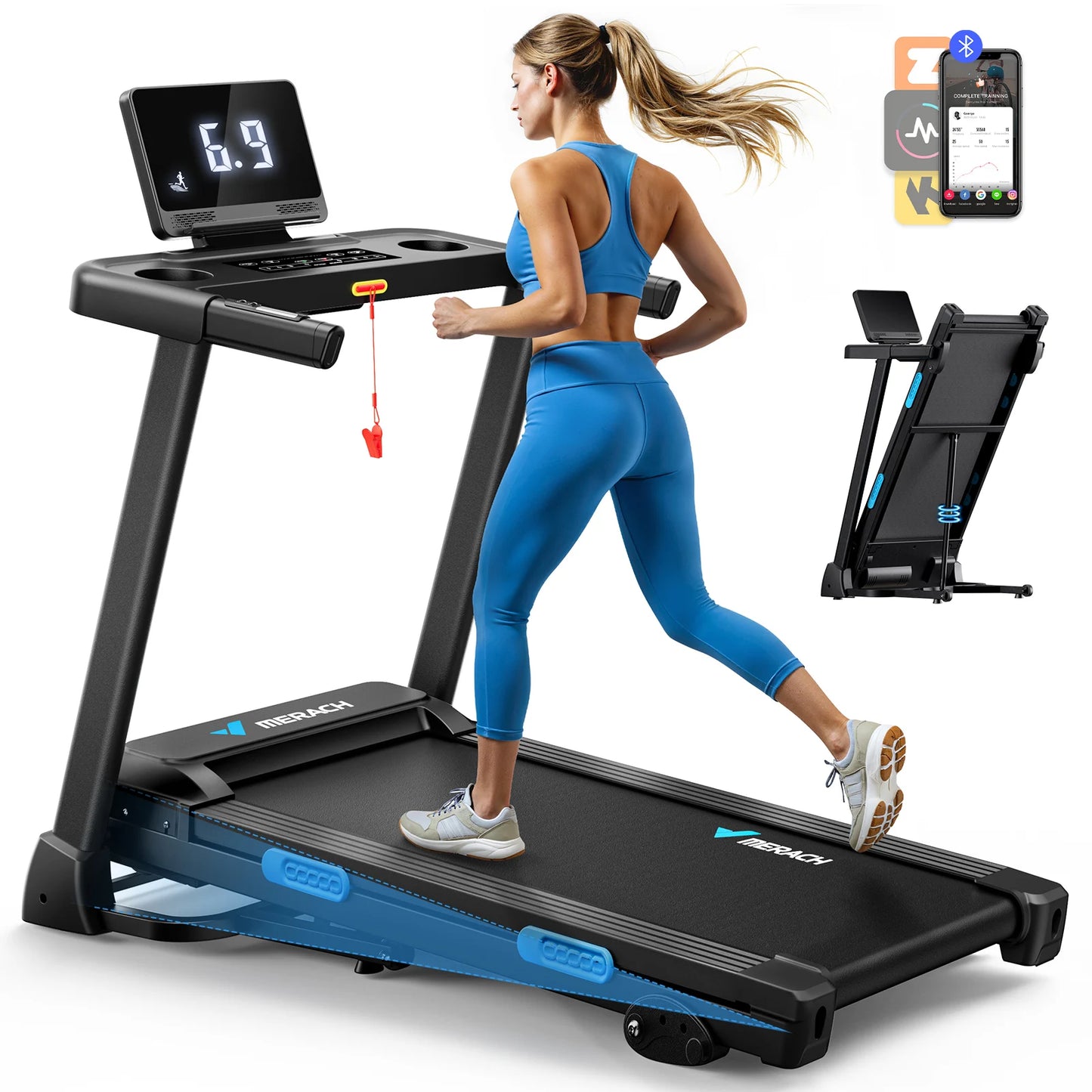 Merach Foldable Incline Electric Treadmill For Home Gym Fitness Exercise