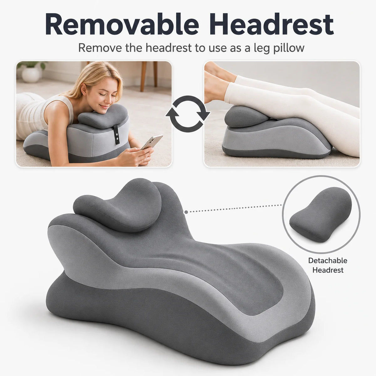 Multifunctional Memory Foam Reading Pillow With Removable Headrest