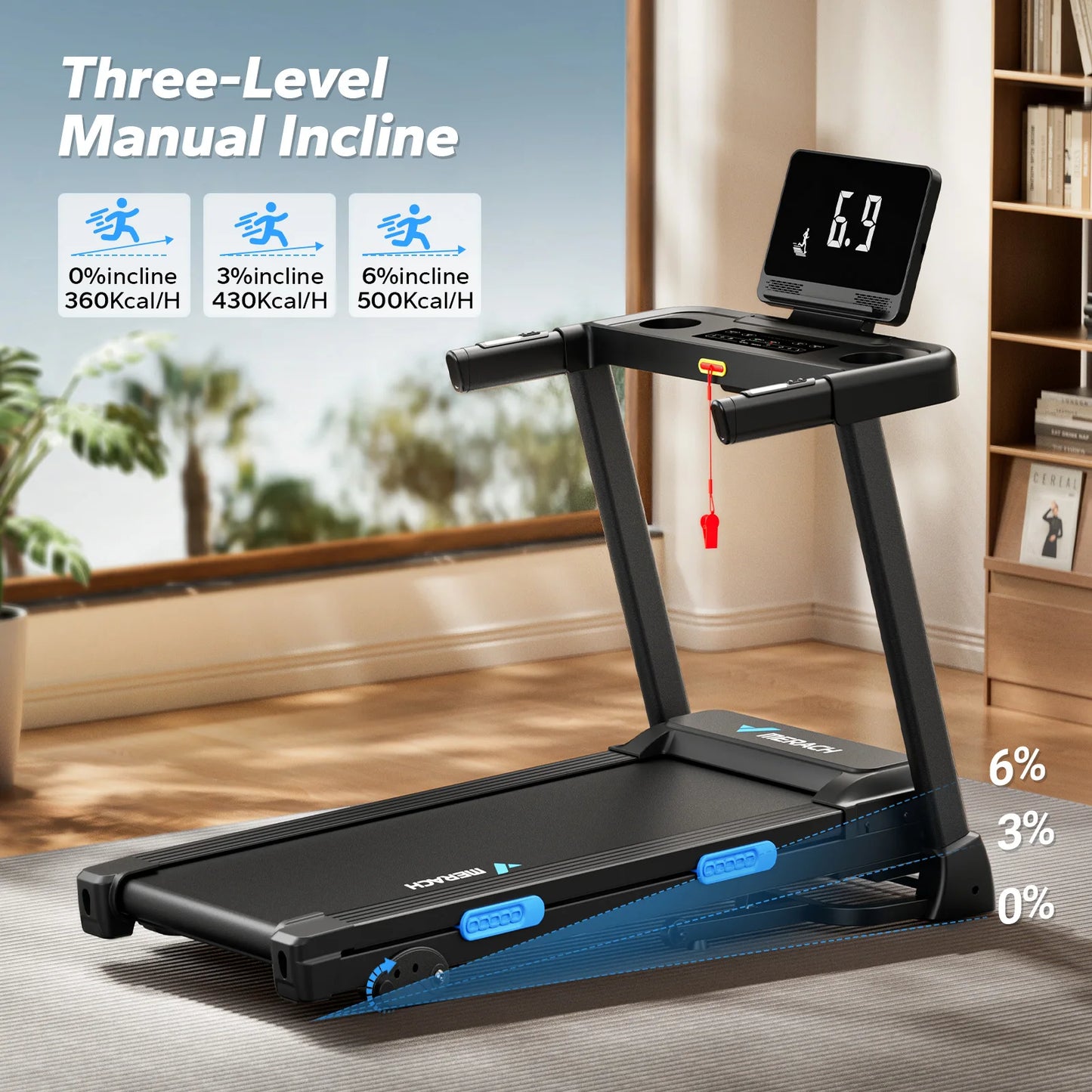 Merach Foldable Incline Electric Treadmill For Home Gym Fitness Exercise