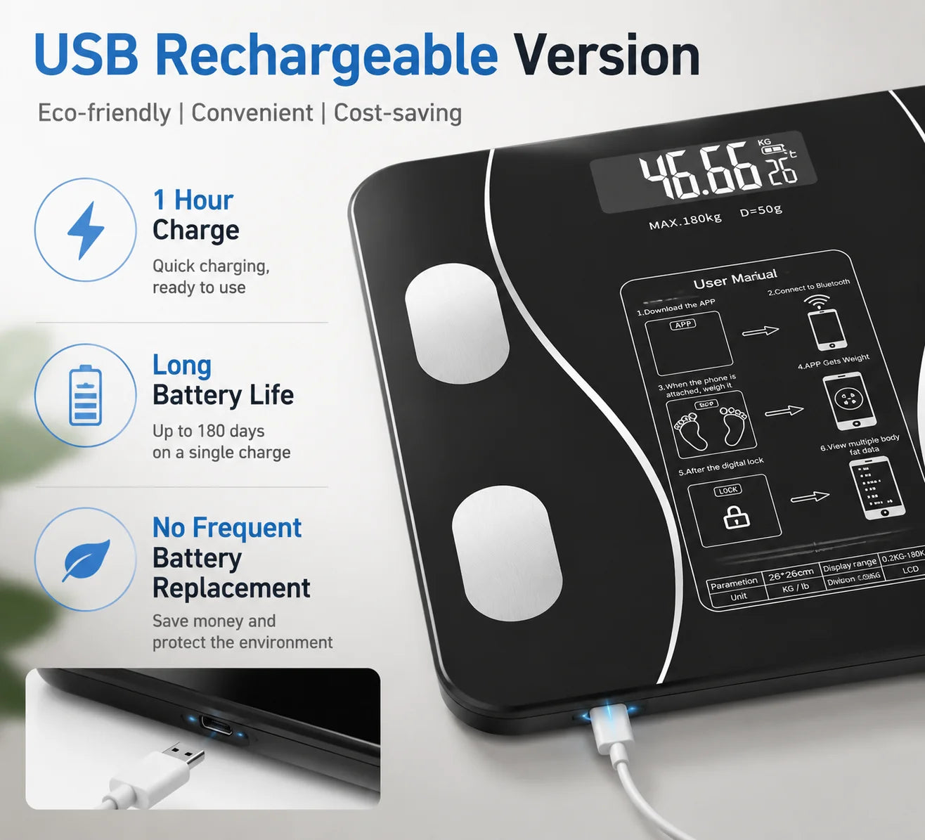 Smart Bluetooth Body Fat Scale Featuring App Integration And Tracking