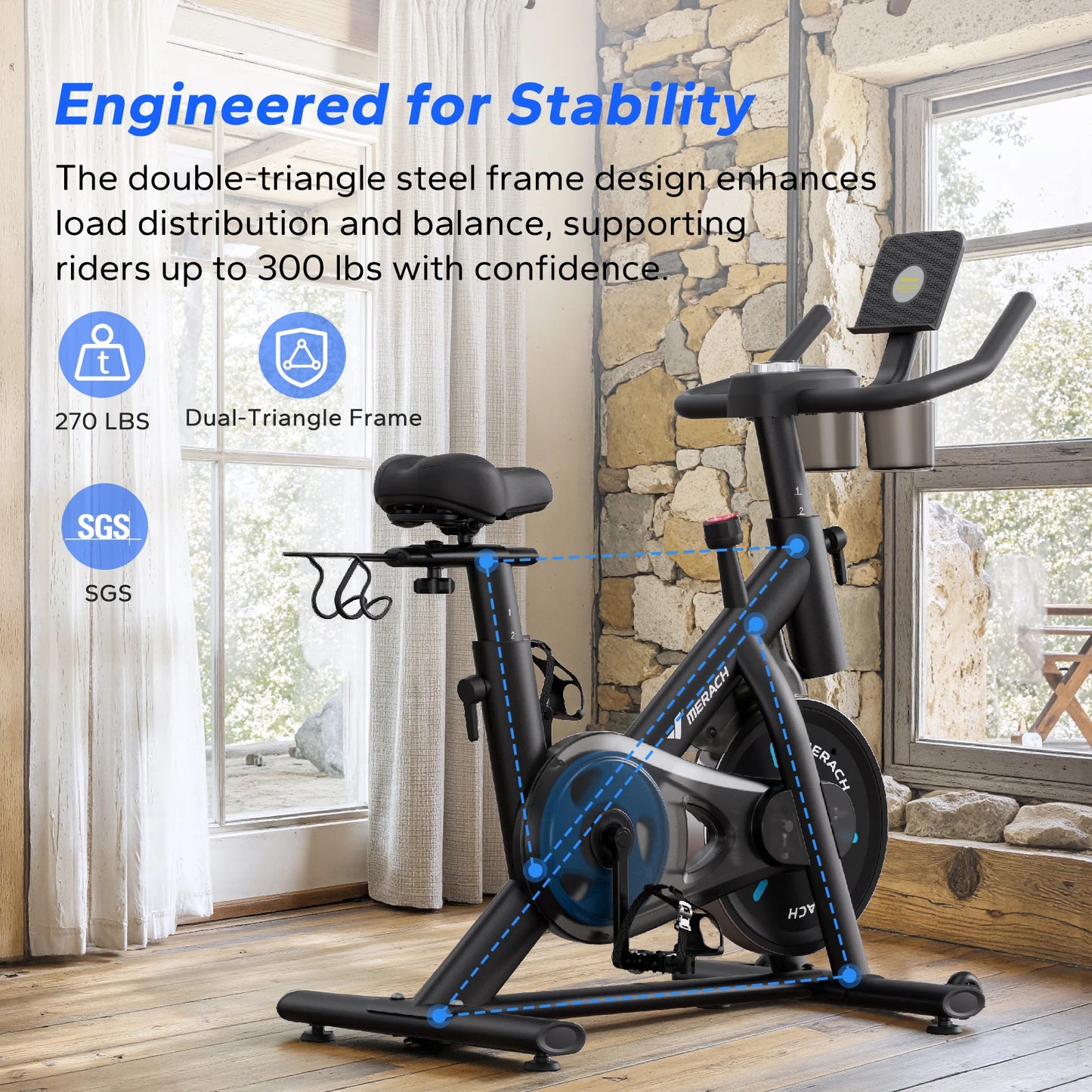 Merach Stationary Magnetic Indoor Cycle With Bluetooth App