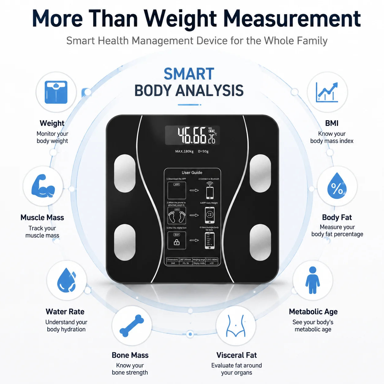 Smart Bluetooth Body Fat Scale Featuring App Integration And Tracking