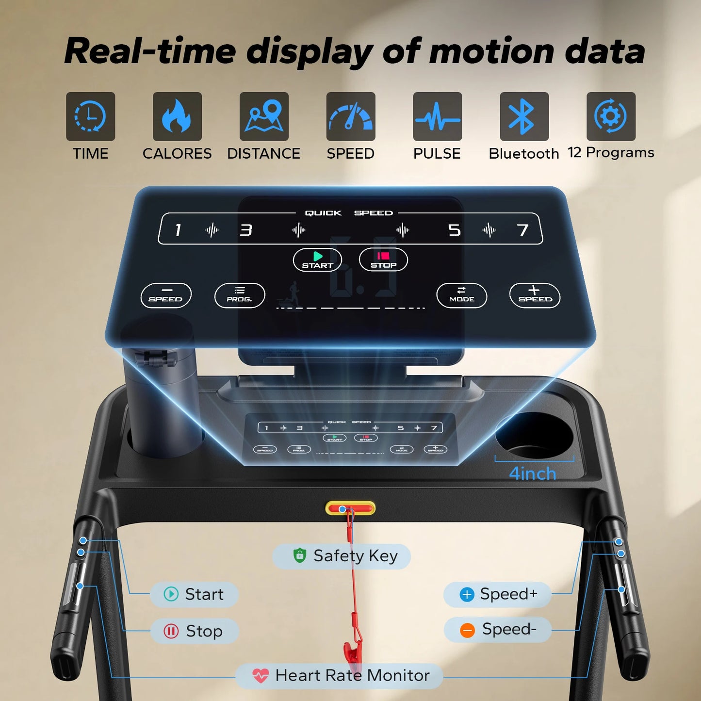 Merach Foldable Incline Electric Treadmill For Home Gym Fitness Exercise