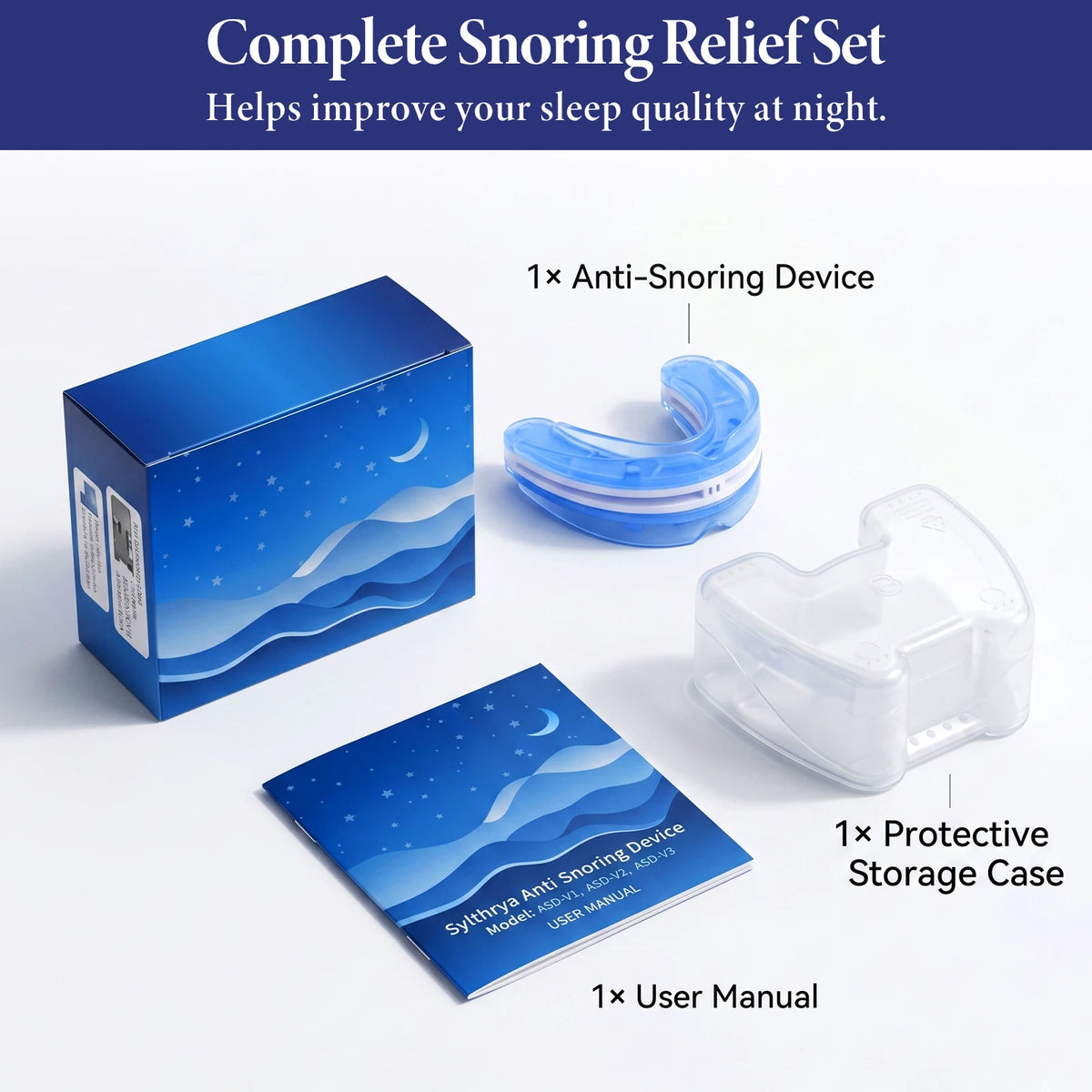 Adjustable Anti Snoring Mouthpiece, Boil And Bite Sleep Aid Device
