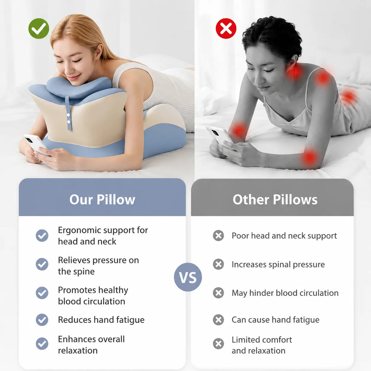 Multifunctional Memory Foam Reading Pillow With Removable Headrest