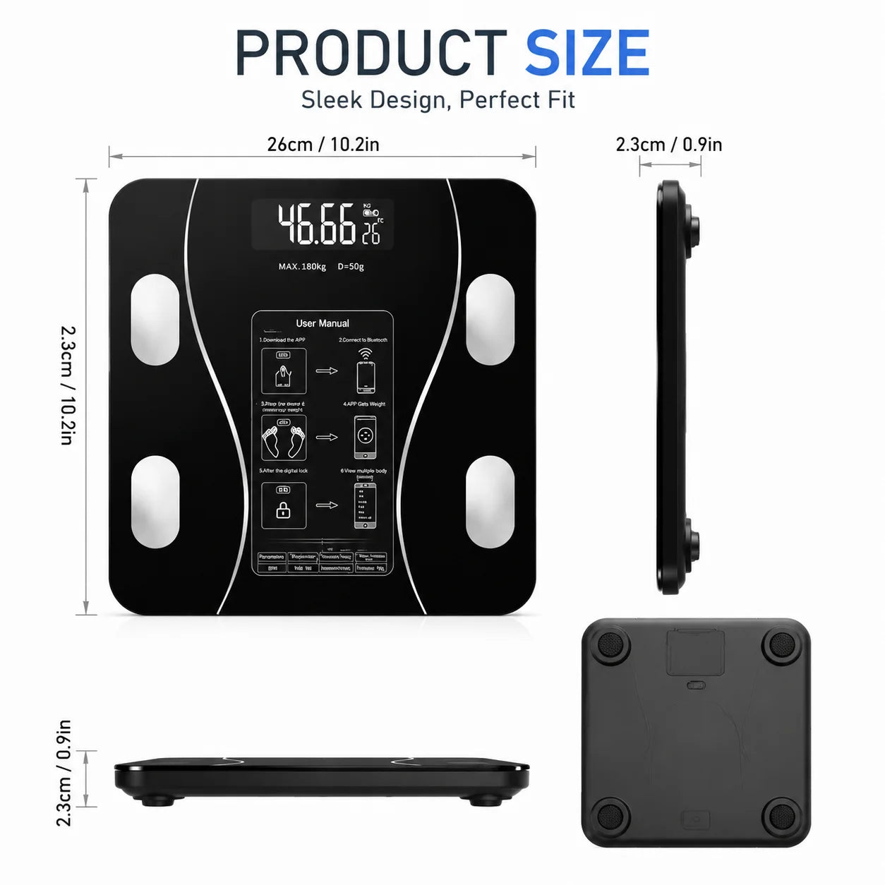 Smart Bluetooth Body Fat Scale Featuring App Integration And Tracking