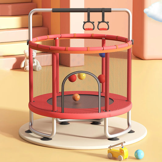 Kids Adjustable Trampoline With Basketball Hoop And Safety Enclosure Net