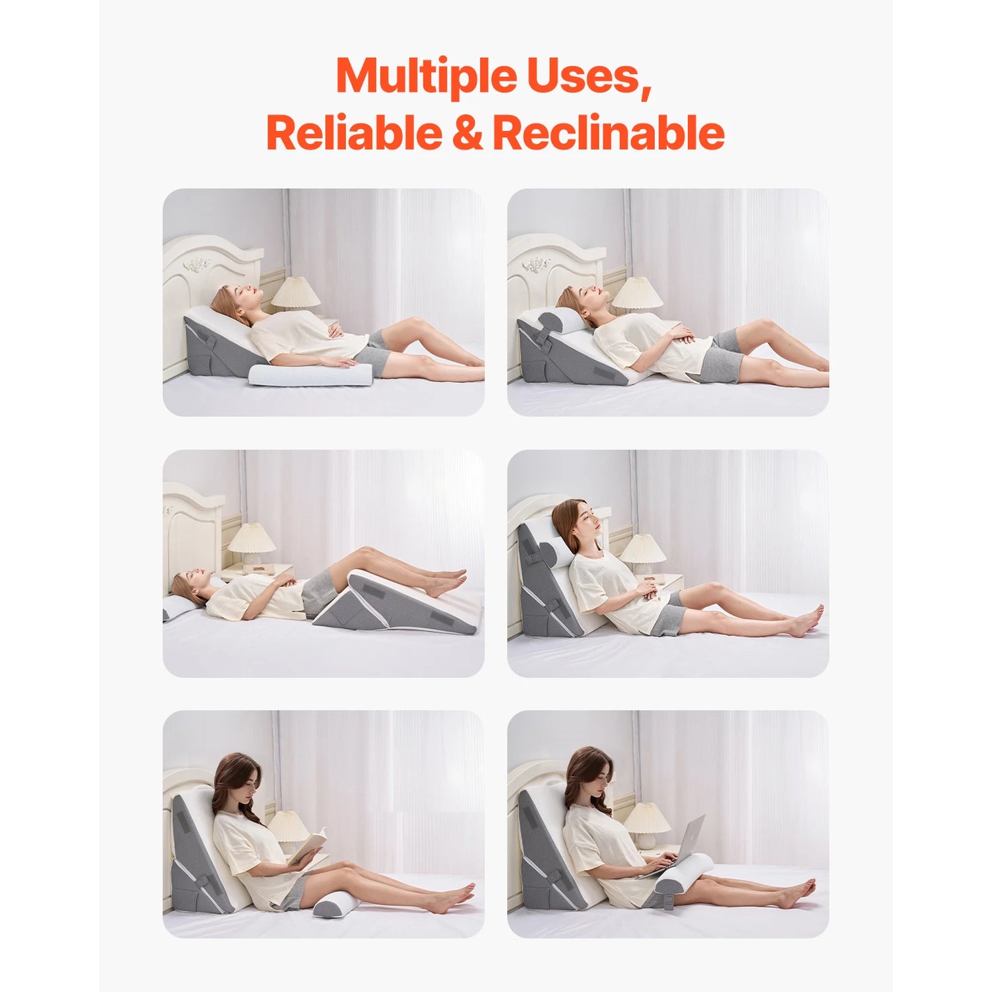 SucceBuy 3 Piece Adjustable Bed Wedge Pillow Set For Post Surgery And Snoring