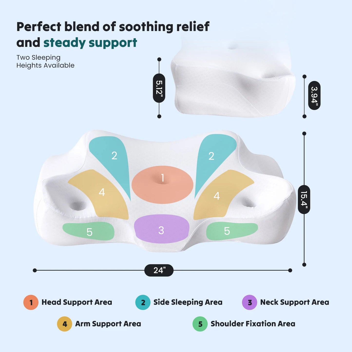 JHK Ergonomic Cervical Memory Foam Neck Pillow With Cooling Cover
