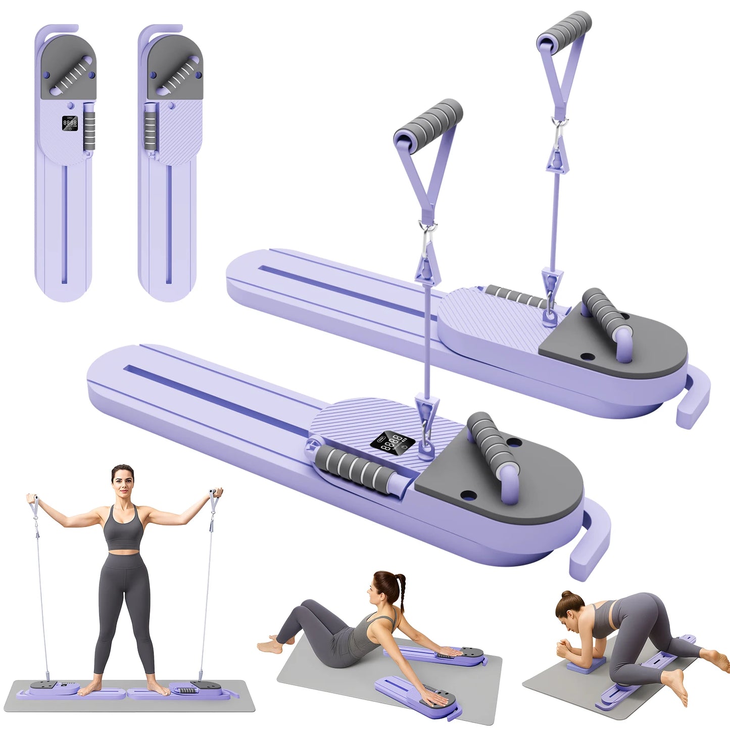 Pilates Reformer Board AB Portable Split Gym Equipment LCD