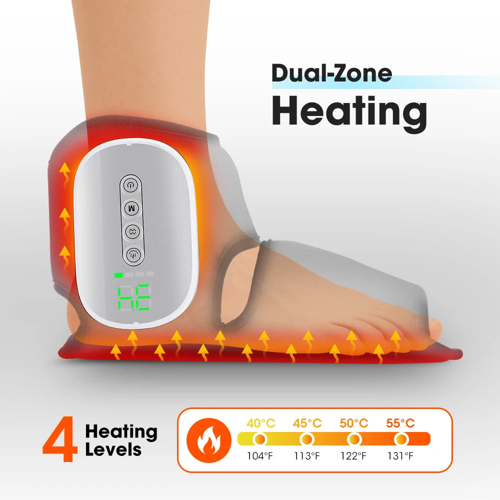 Hailicare Heated Ankle Foot Massager With Air Compression And Heating
