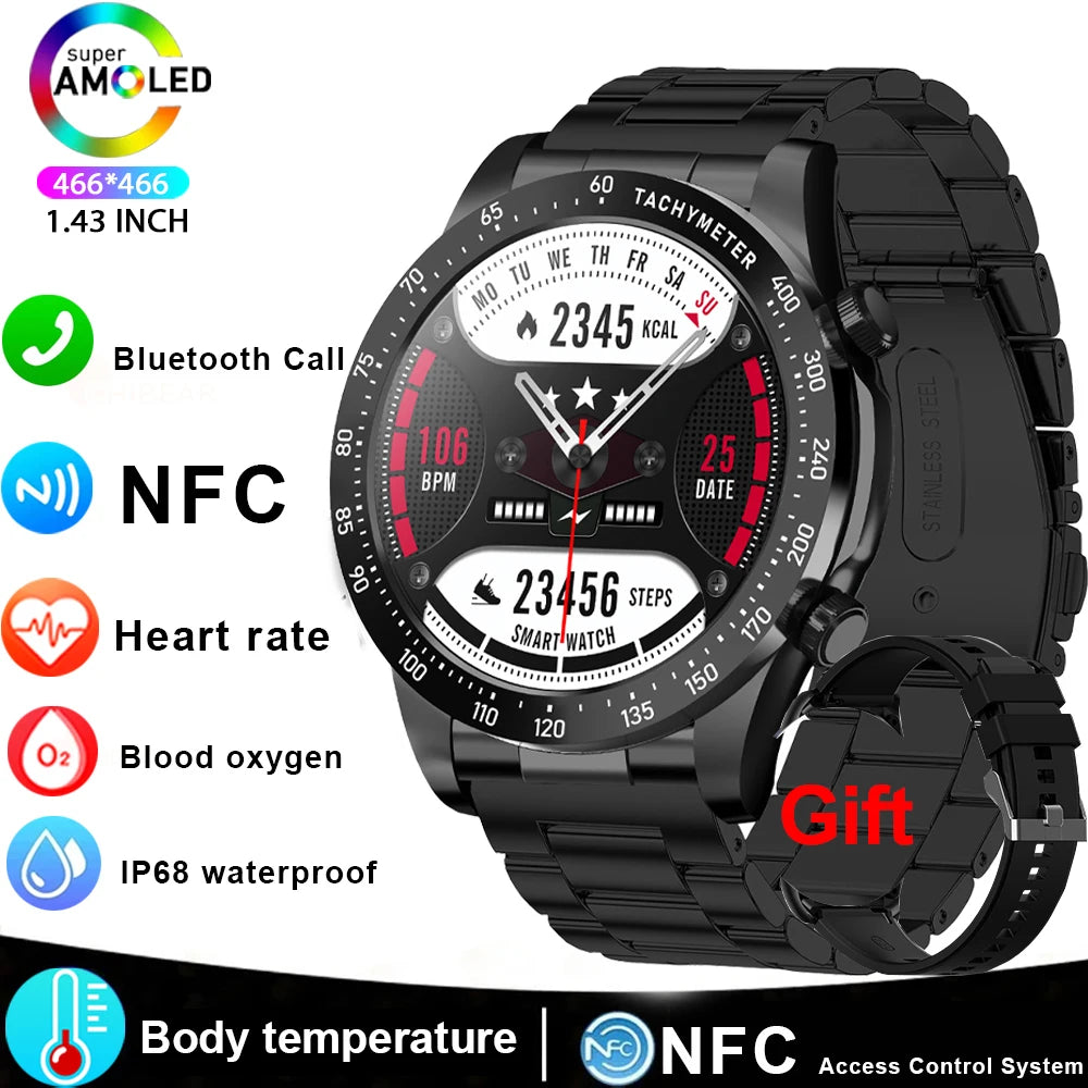 Smart Watch Men AMOLED Bluetooth Call Fitness Tracker