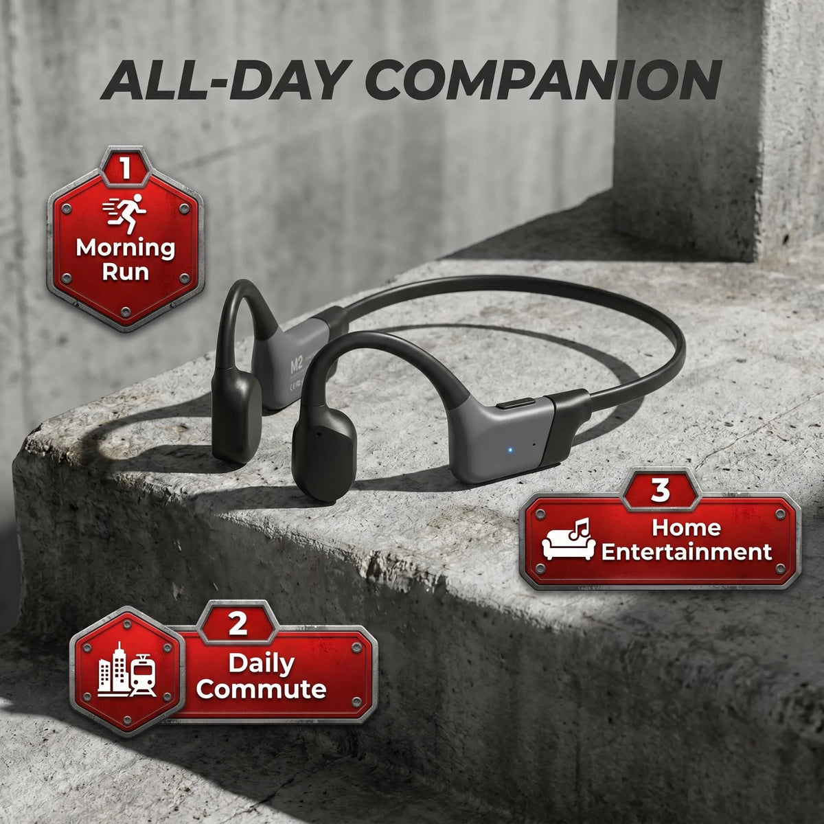 Bluetooth Bone Conduction Open Ear Wireless Headphones With ENC Microphone