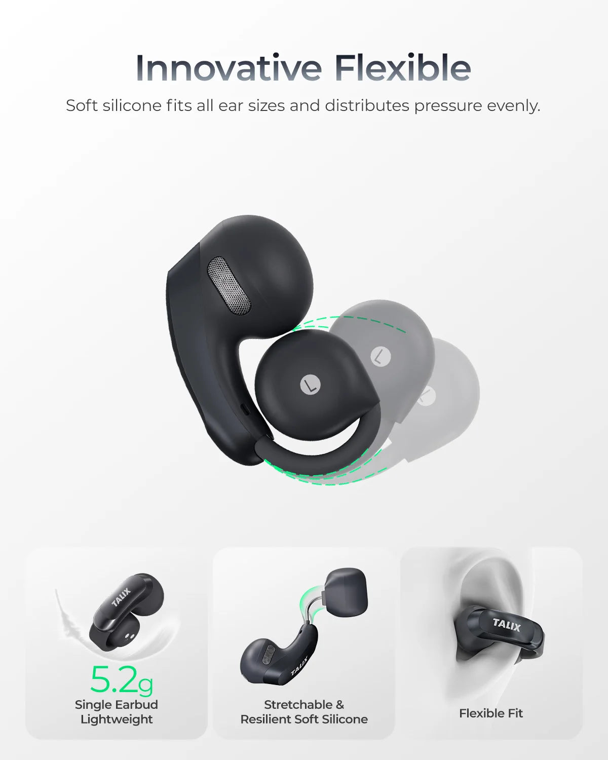 TALIX AuraHalo G1 Open Ear Earbuds 5.3 Bluetooth ANC Headphones