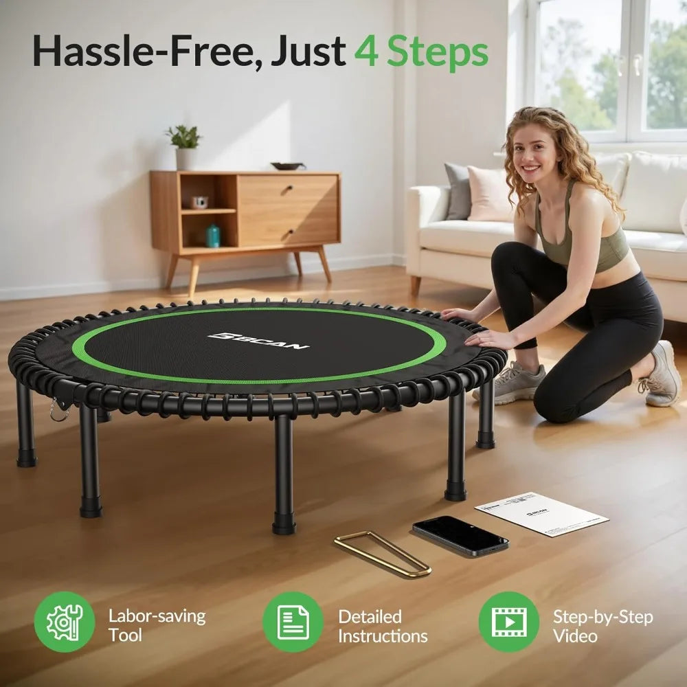 YTYIN Foldable Mini Trampoline Durable Indoor Adult Fitness Exercise Rebounder