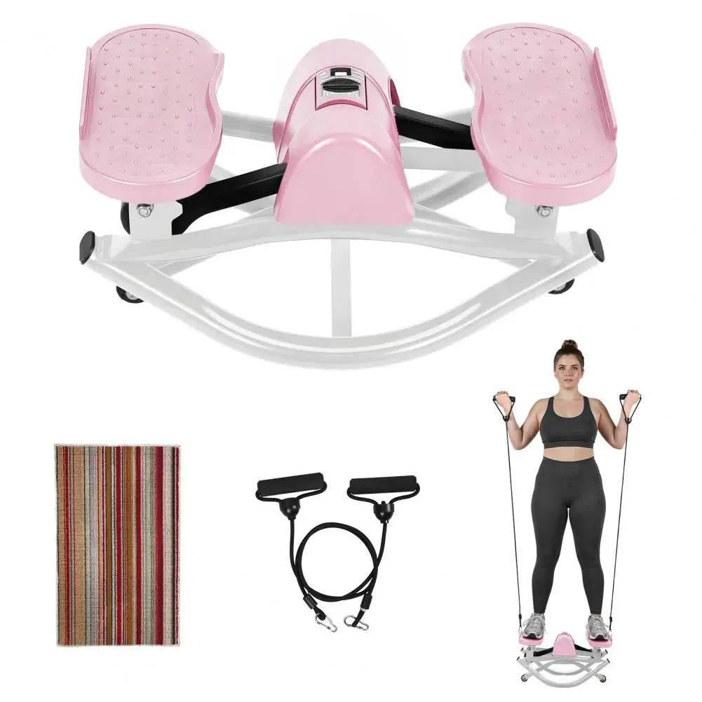 Low Shock Lateral Rocking Fitness Stepper With Resistance Bands