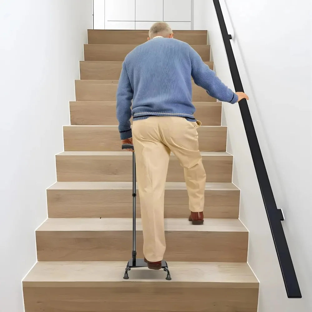 Stair Climbing Cane 2 In 1 Adjustable Anti Slip Support