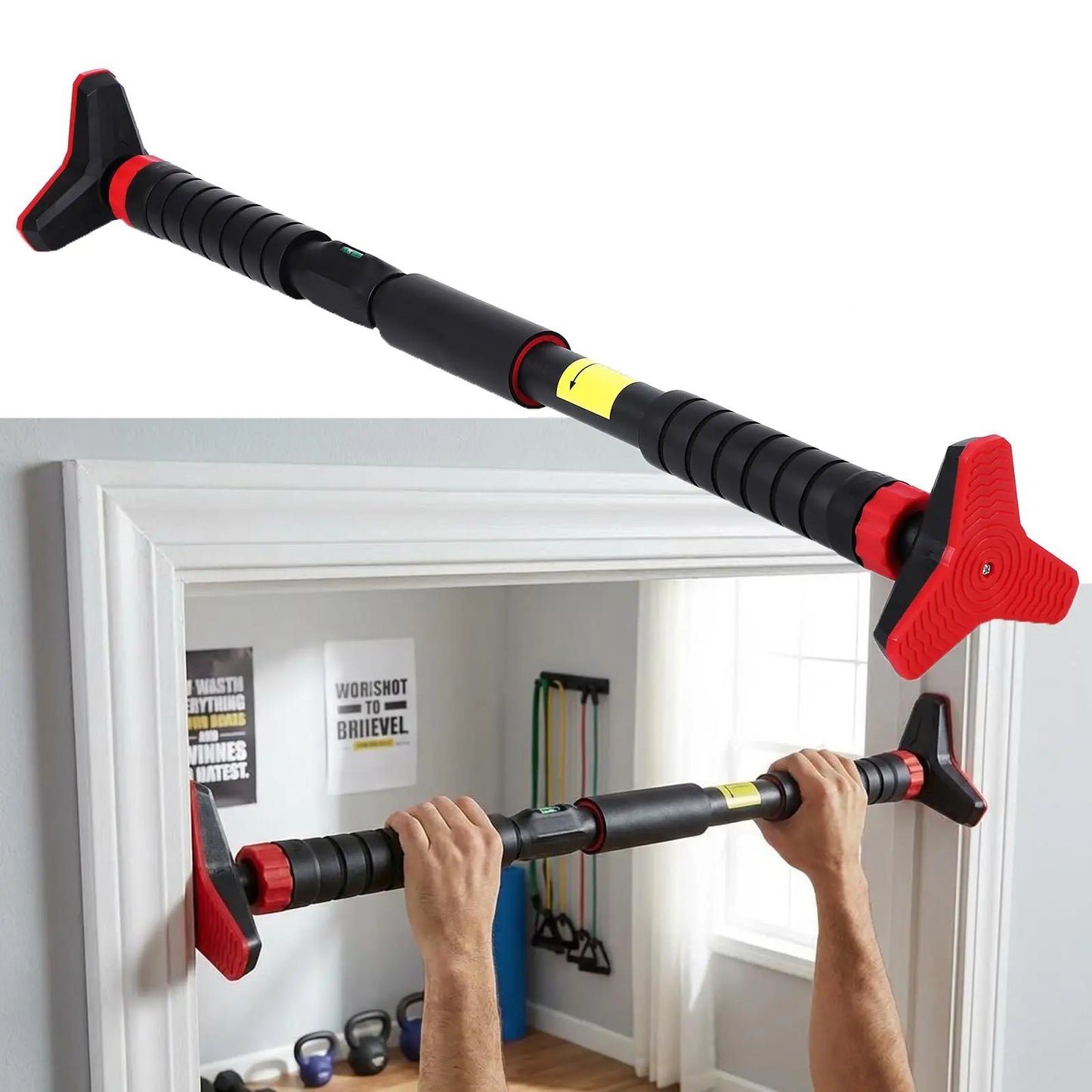 HiMISS Adjustable Doorway Pull Up Bar With Level Meter