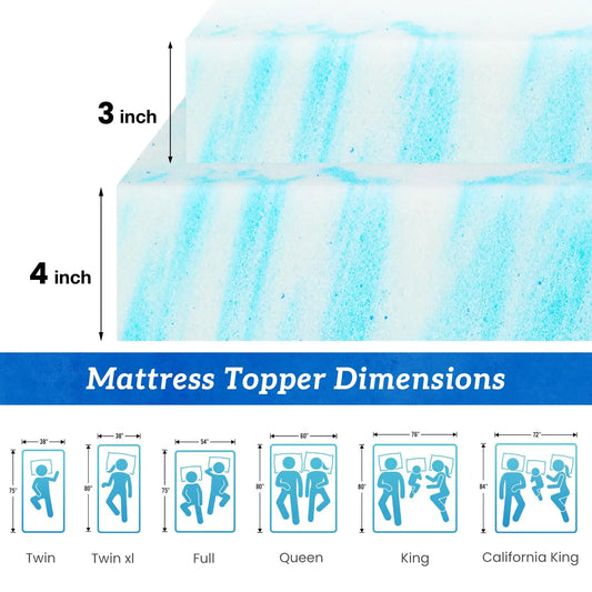 JHK Gel Memory Foam Mattress Topper With Premium Cooling Comfort