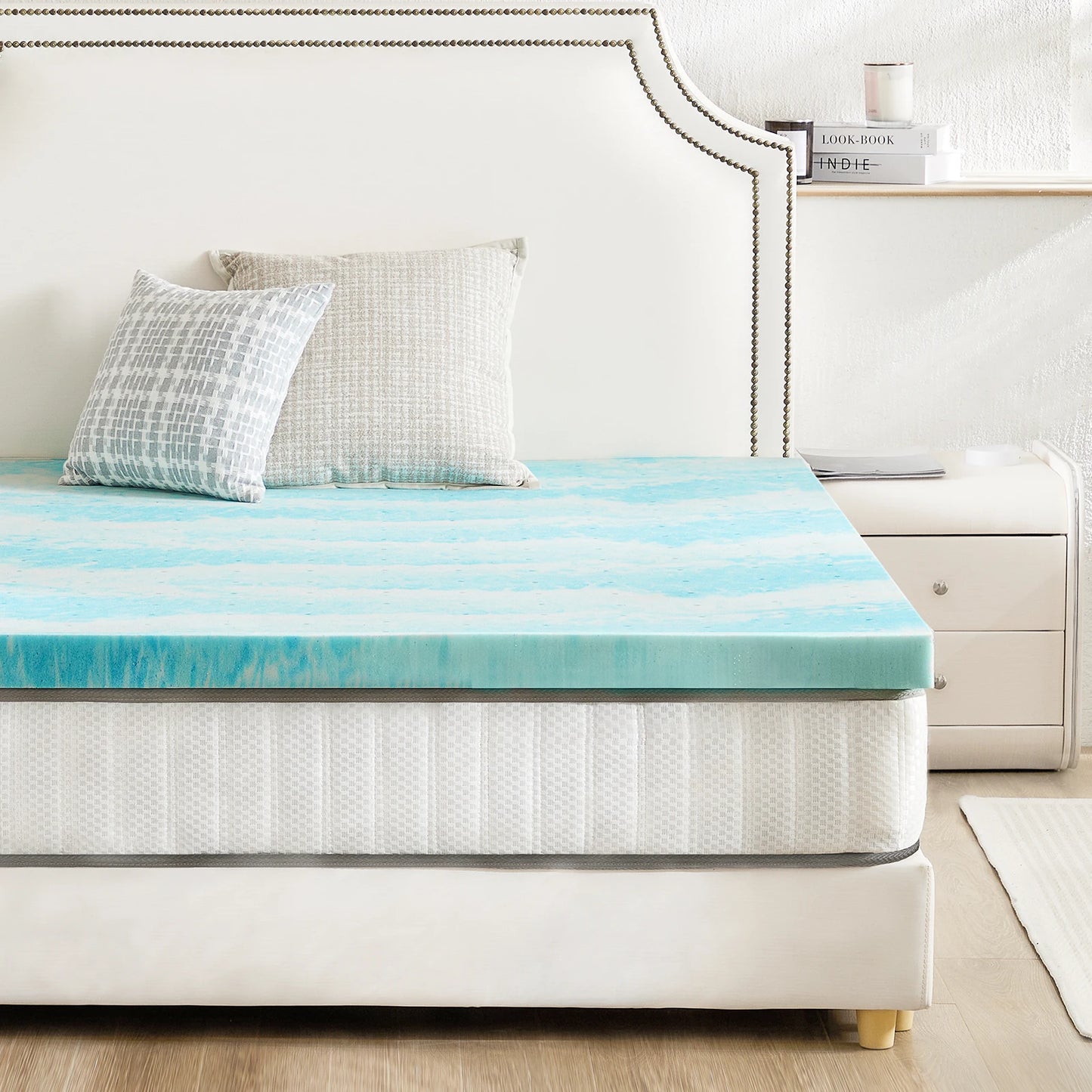 JHK Queen Memory Foam Gel Cooling Mattress Topper