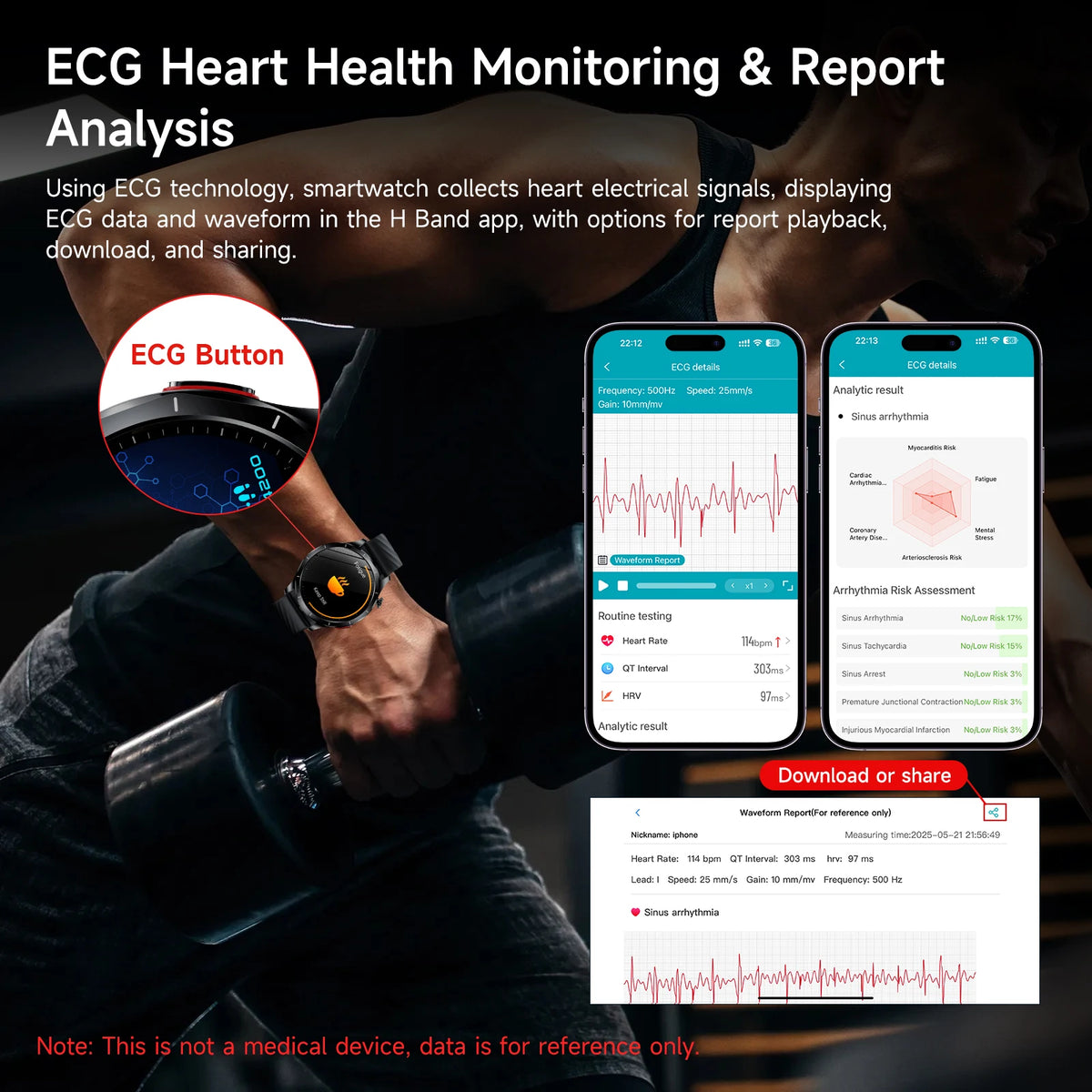 Marsyu ECG PPG Health Monitoring Smartwatch With Blood Pressure Tracking