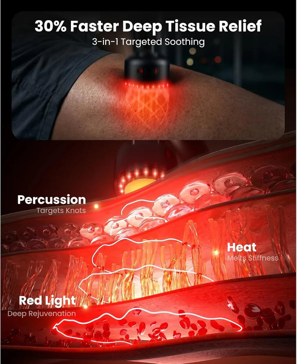 2in1 Massage Gun With Heat And Red Light Deep Tissue