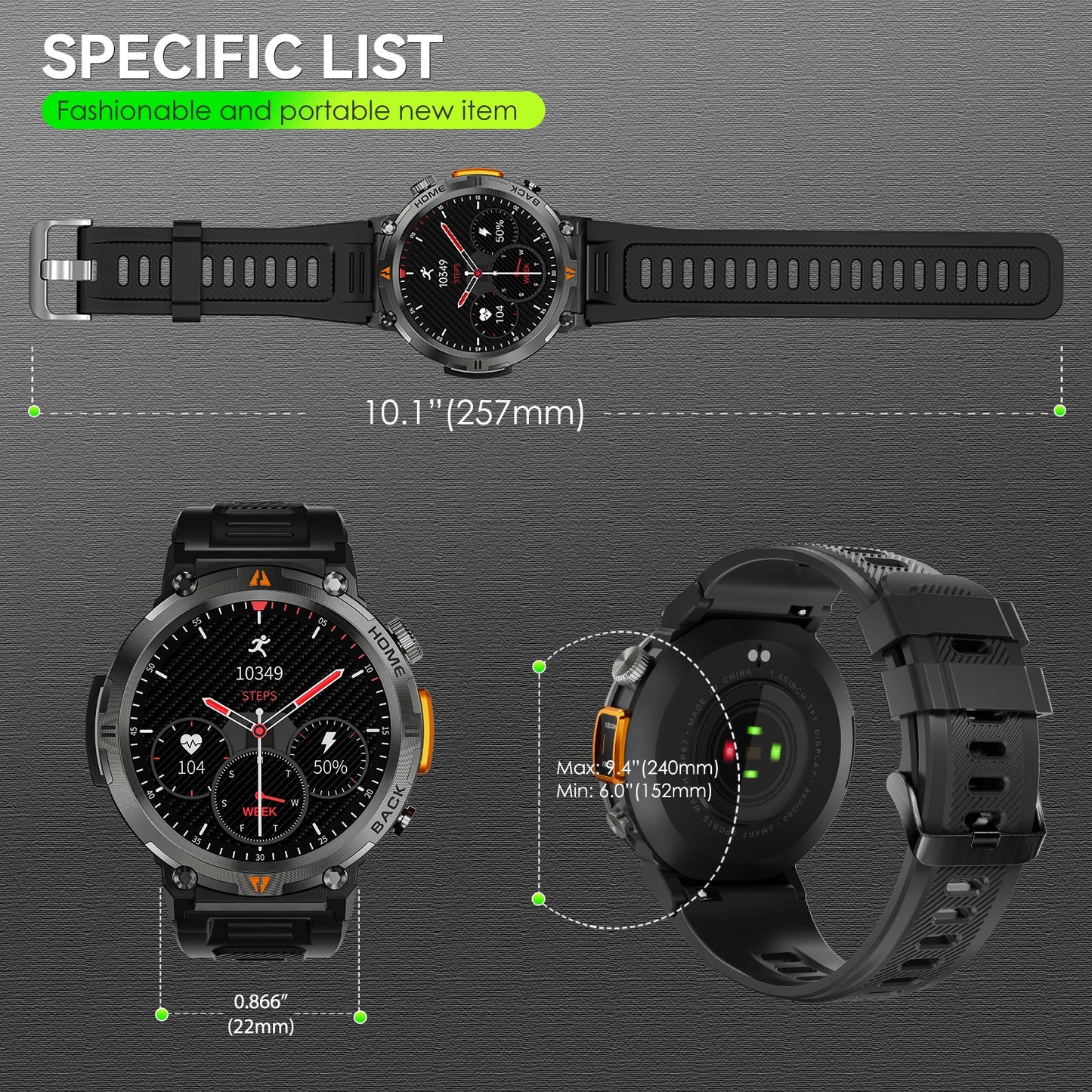 Eigiis Ke3 Full Touch Screen Bluetooth Call Smartwatch for Men