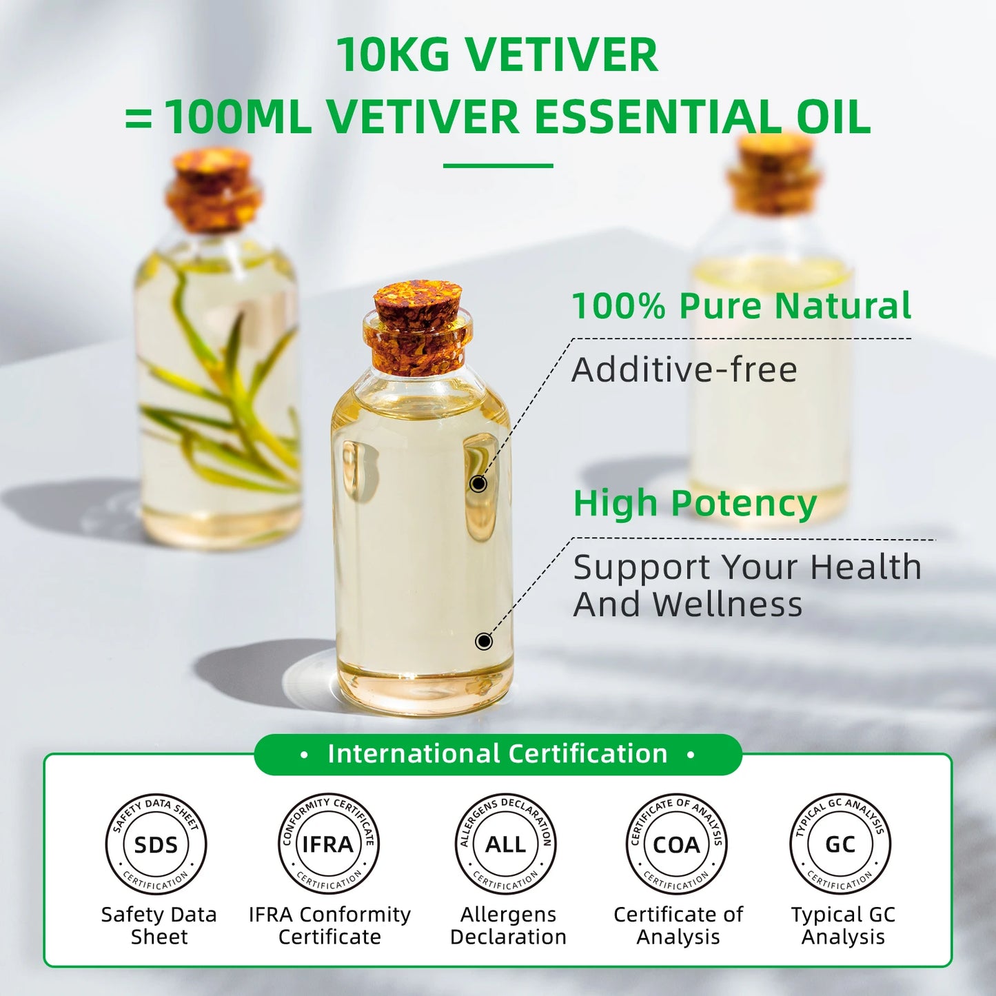 Hiqili 100ml Pure Vetiver Essential Oil For Aromatherapy and Massage