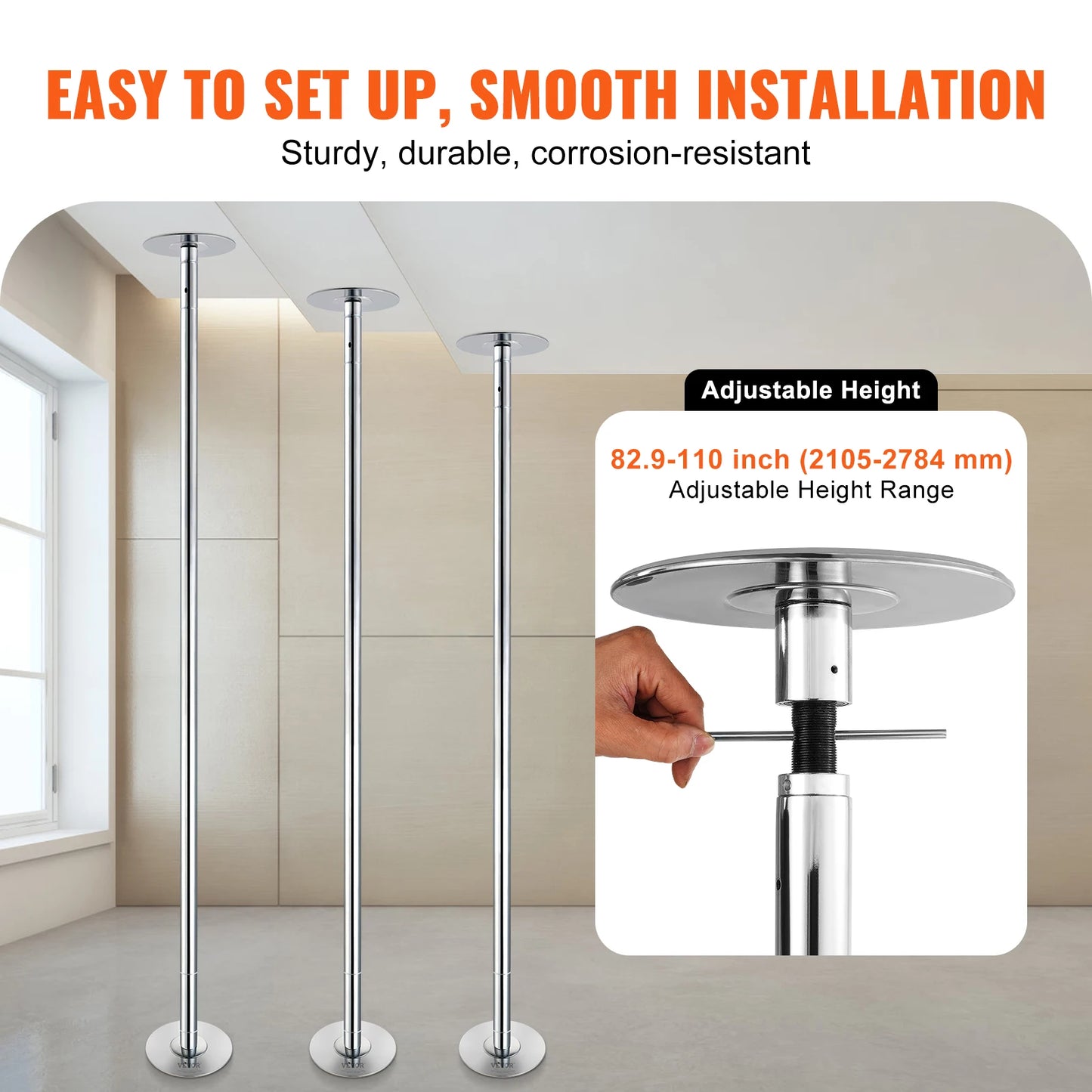 SucceBuy Professional 45mm Static Dancing Pole Heavy Duty Kit