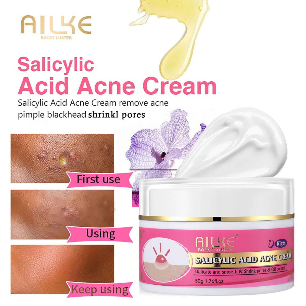 AILKE Natural Skin Brightening Moisturizing Acne Care Cream Set