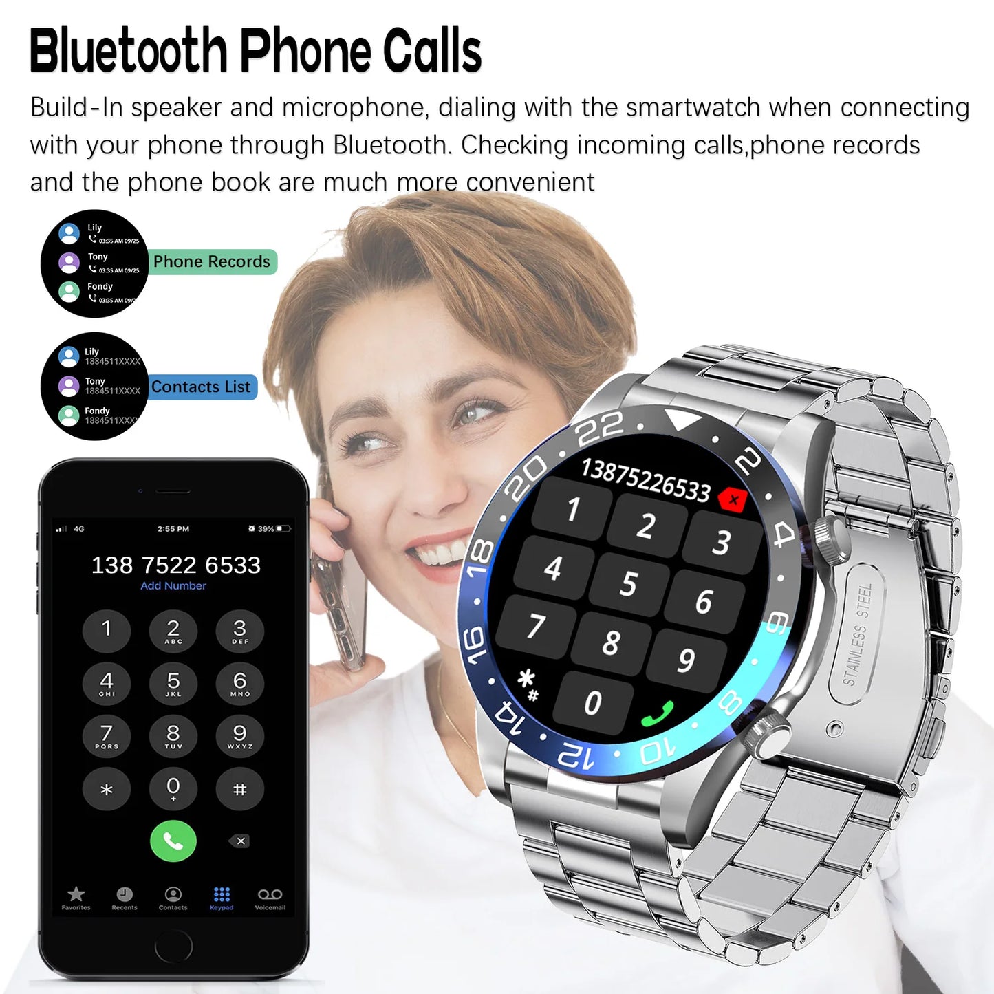 Smart Watch Men AMOLED Bluetooth Call Fitness Tracker