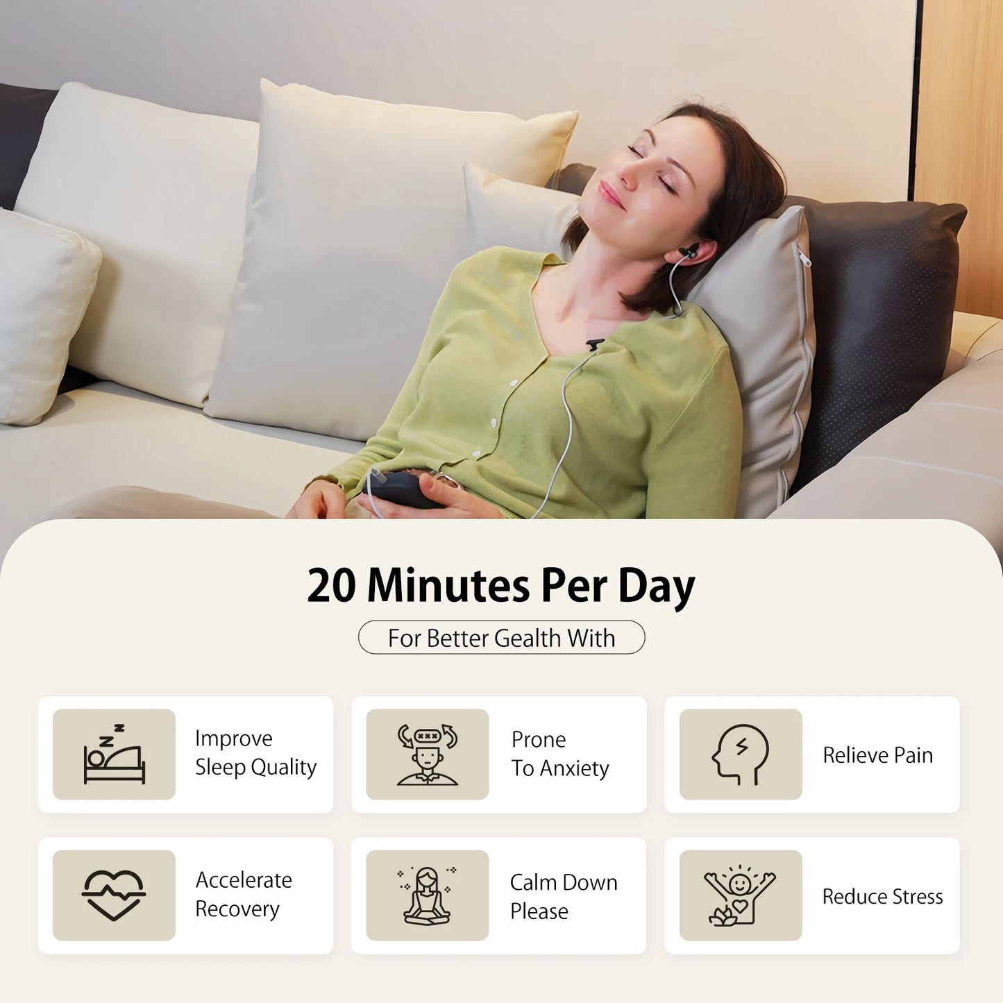 Zenowell Portable Vagus Nerve Stimulator For Deep Sleep Anxiety Relief