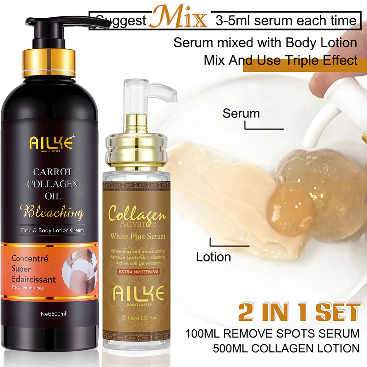 AILKE Whitening Body Lotion Collagen And Glutathione For Dark Spots