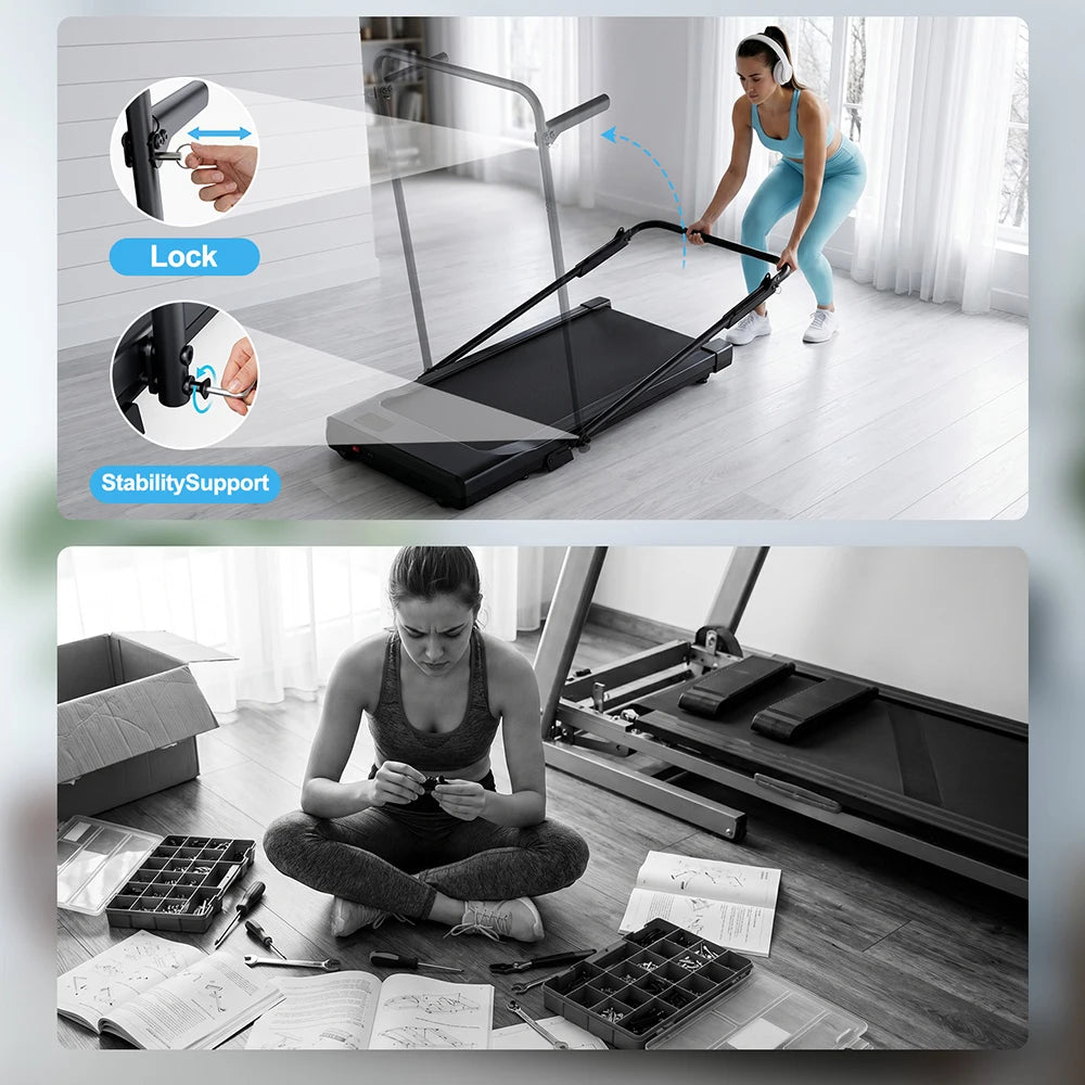 Superun Folding Treadmill With Incline Quiet Home Running Machine App