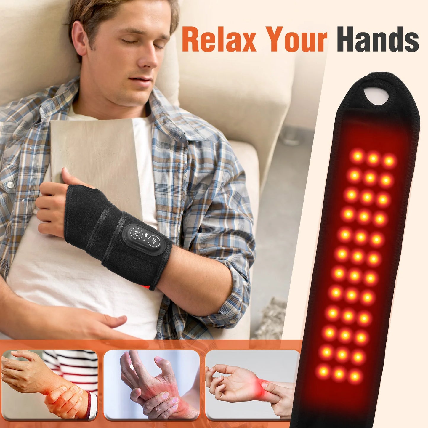 Hailicare LED Red Light Vibration Heating Wrap For Joint Support
