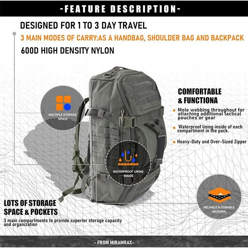 LQARMY Waterproof Travel Duffel Bag Backpack Shoulder Tote Weekend Bag