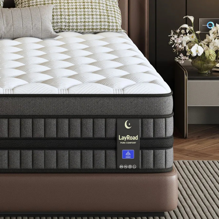 LayRoad Medium Firmness Hybrid Gel Memory Foam Spring Mattress