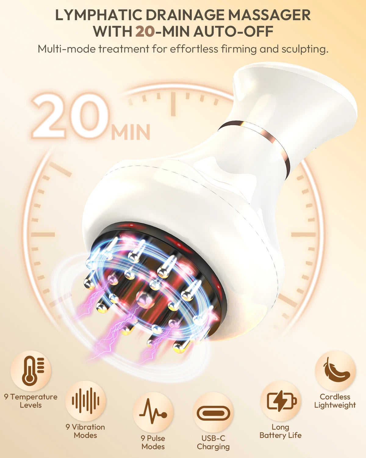 Lymphatic Drainage Massager for Body Sculpting and Cellulite Massage