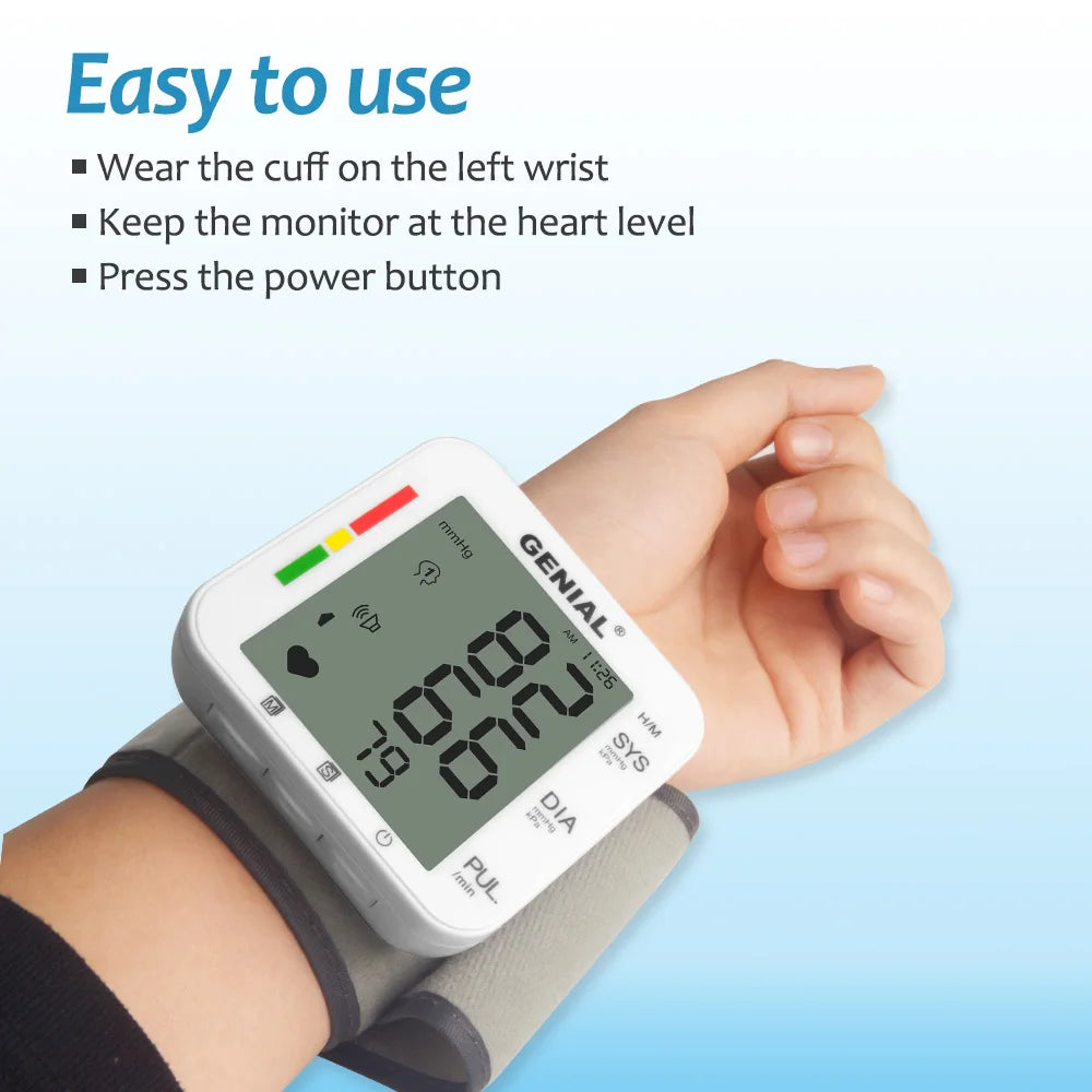 Genial Wrist Blood Pressure Monitor Featuring Digital Display And Memory