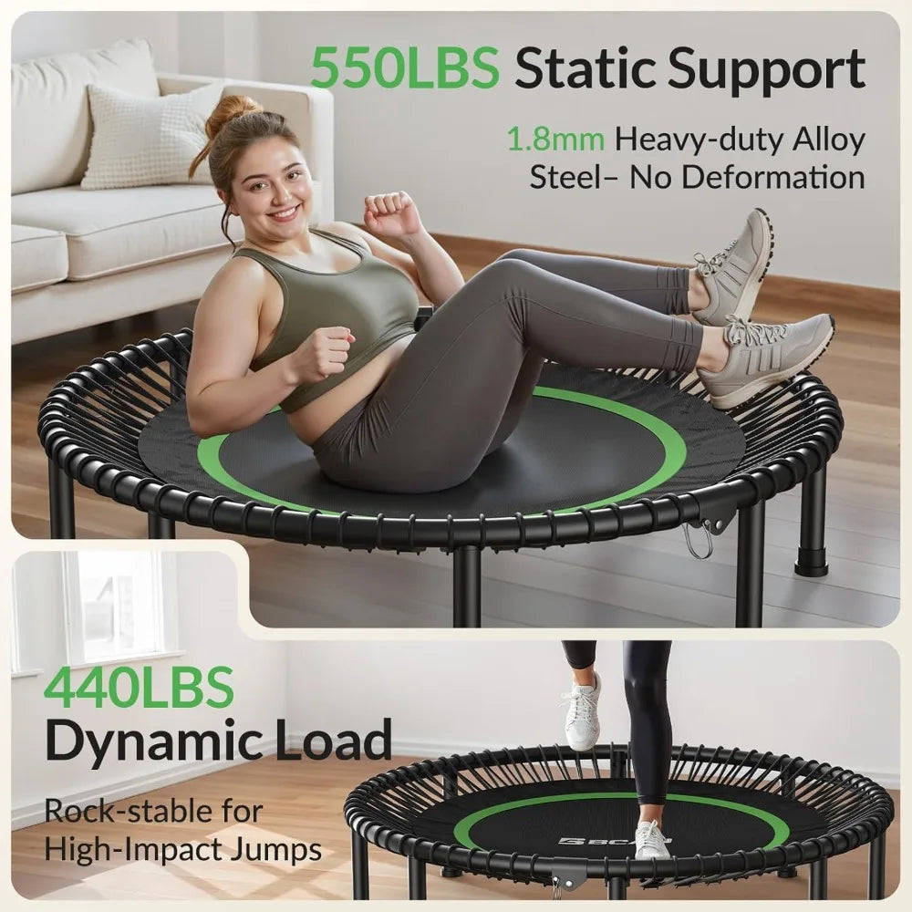 YTYIN Foldable Mini Trampoline Durable Indoor Adult Fitness Exercise Rebounder